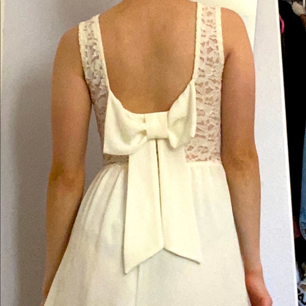 scooped back summer dress with a bow